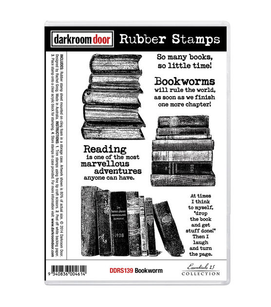 Darkroom Door 7''x5'' Cling Rubber Stamp Bookworm, , hi-res, image 2