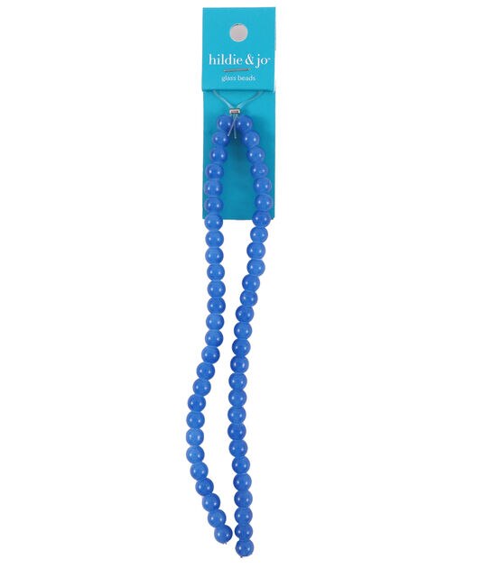 12" Blue Round Glass Strung Beads 2pk by hildie & jo
