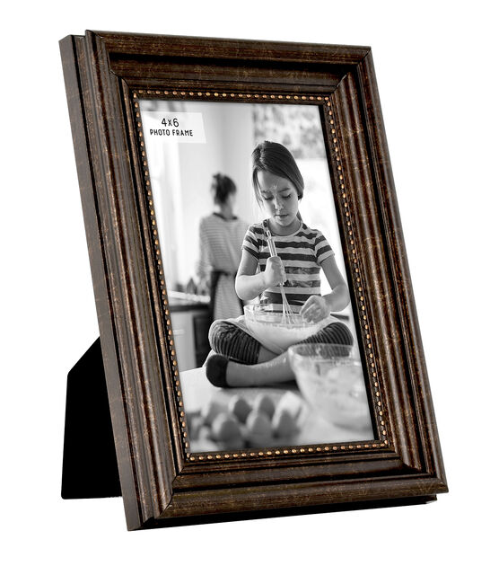 MCS 4" x 6" Espresso & Gold Beaded Scoop Tabletop Picture Frame, , hi-res, image 2