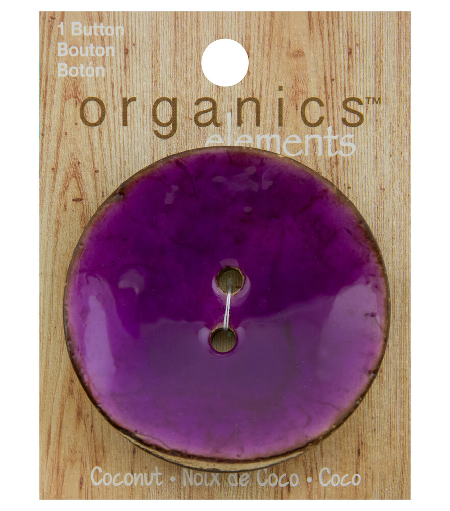 Organic Elements 2.5" Coconut Round 2 Hole Button, Coconut Purple, swatch