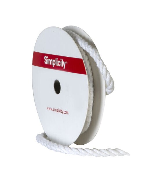 Simplicity Twisted Cotton Cord Trim 0.19'' White, , hi-res, image 4