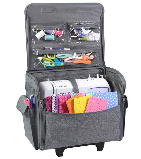 Everything Mary 17 Gray Rolling Sewing Machine Carrying Case