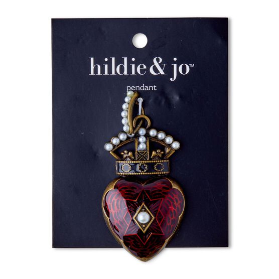 Antique Gold Heart With Crown Pendant by hildie & jo