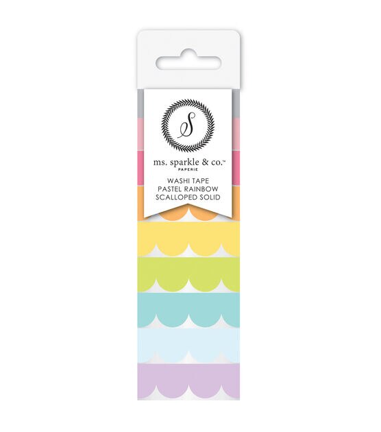 Ms. Sparkle & Co. 8 pk Scalloped Washi Tapes Pastel Rainbow Solid