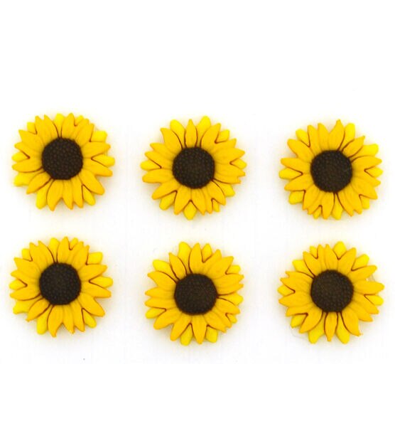 Dress It Up 6pk Plastic Floral Sunflowers Novelty Buttons