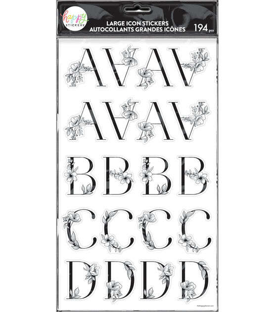 Happy Planner 194pc Sophisticated Floral Alphabet 10 Sheet Sticker Pack