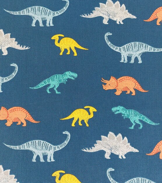POP! Dino Digs Teal Cotton Canvas Fabric