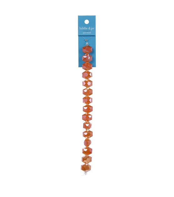 7" Orange Faceted Hexagon Glass Bead Strand by hildie & jo