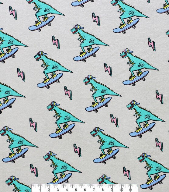 Dino Skater Super Snuggle Flannel Fabric, , hi-res, image 2