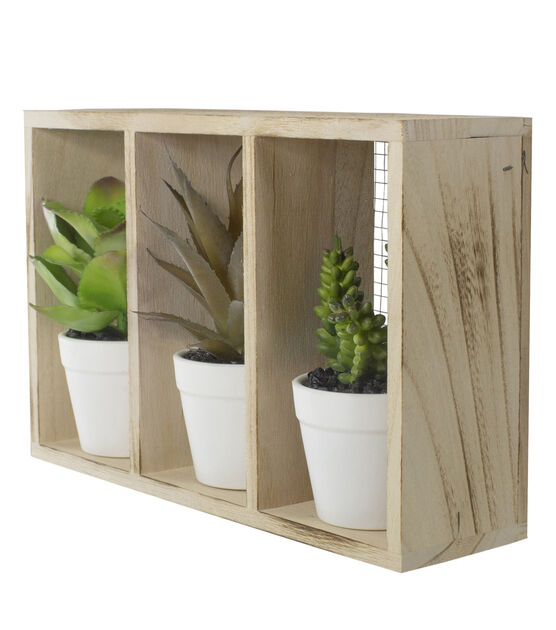 Northlight 10.75" Artificial Mixed Potted Succulents in Wooden Box, , hi-res, image 5