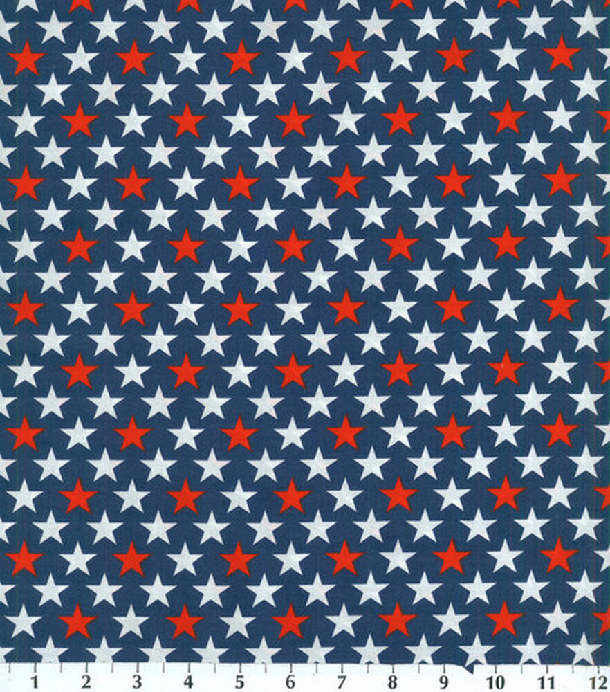 Bold Stars Patriotic Cotton Fabric, Blue, swatch, image 2