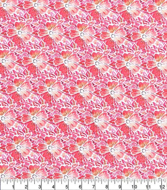 Pink Packed Floral Quilt Cotton Fabric by Keepsake Calico, , hi-res, image 2