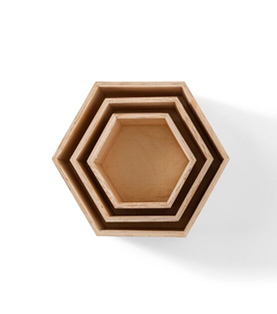 3ct Ivory Wood Hexagon Boxes by Park Lane