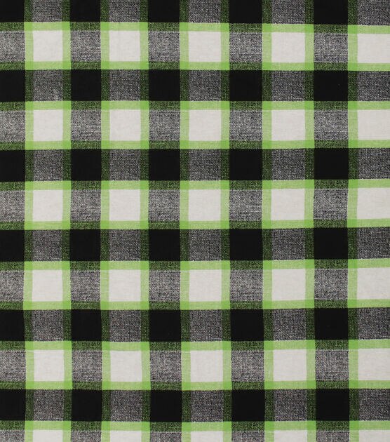 Green Black Textured Check Super Snuggle Flannel Fabric