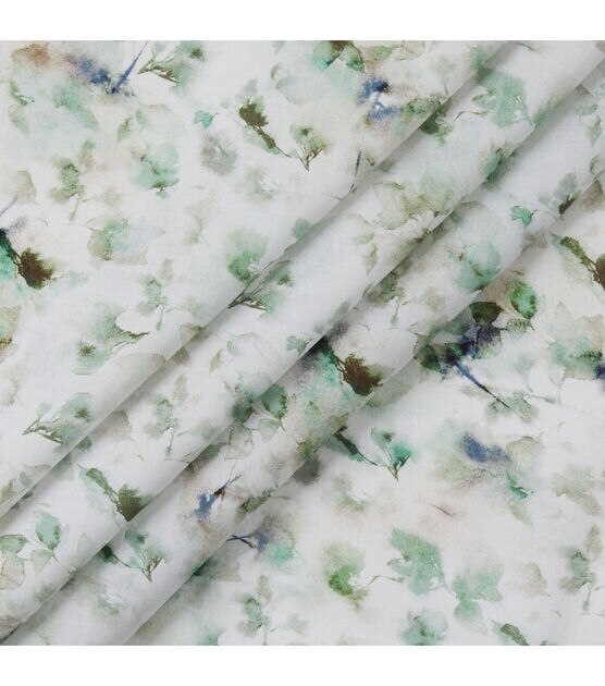 Blurred Floral & Leaves Green Packed Premium Cotton Lawn Fabric, , hi-res, image 2