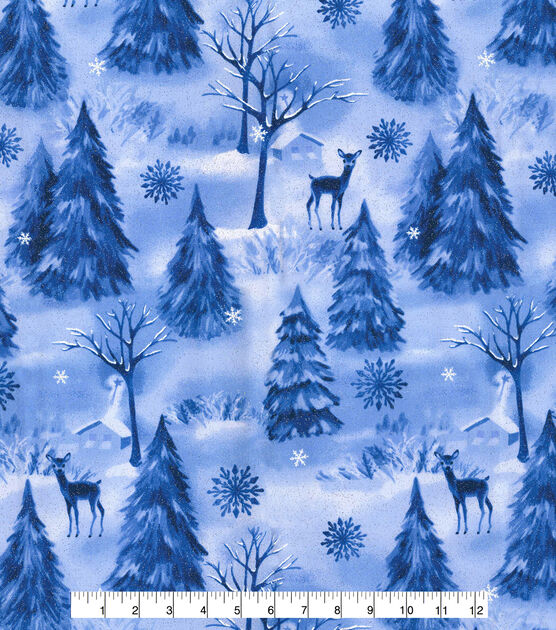 Fabric Traditions Glitter Forest Christmas Cotton Fabric, , hi-res, image 2