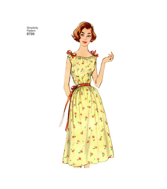Simplicity S8799 Size XS to XL Misses Vintage Nightgowns Sewing Pattern, , hi-res, image 4