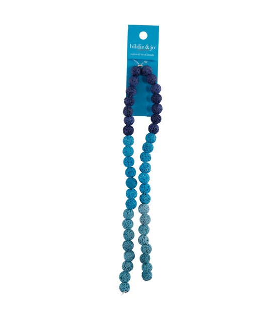 7" Dark Blue Ombre Natural Lava Rock Strung Beads by hildie & jo