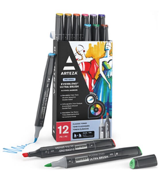 Arteza Everblend Ultra Multicolor Art Markers Art Supply Set, Dual