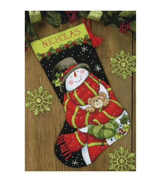 Dimensions 16" Snowman & Bear Stocking Needlepoint Kit