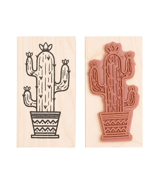 American Crafts Wooden Stamp Cactus, , hi-res, image 2