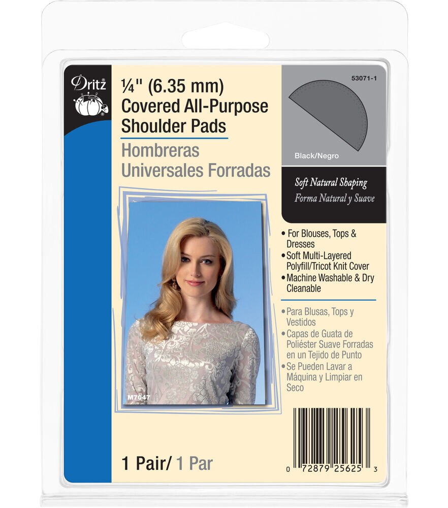 1/4 Covered All-Purpose Shoulder Pads-White 2/Pkg