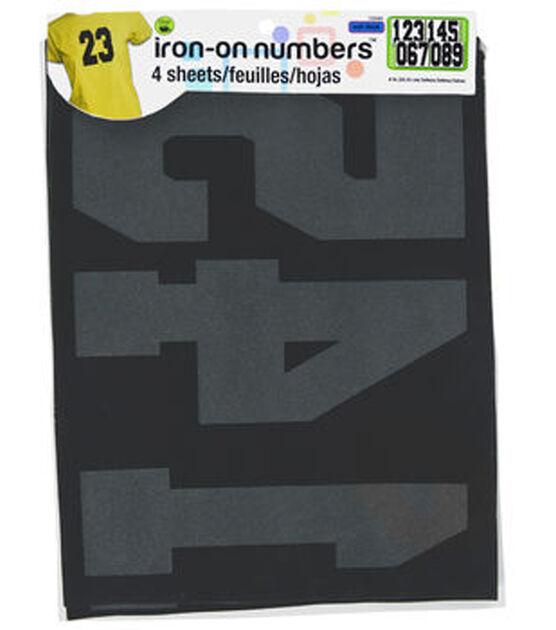 Dritz 8" Flock Athletic Iron-on Numbers, 4 Sheets, White, , hi-res, image 1