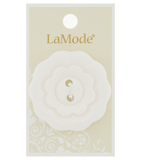 La Mode 1 3/4" White Flower 2 Hole Button