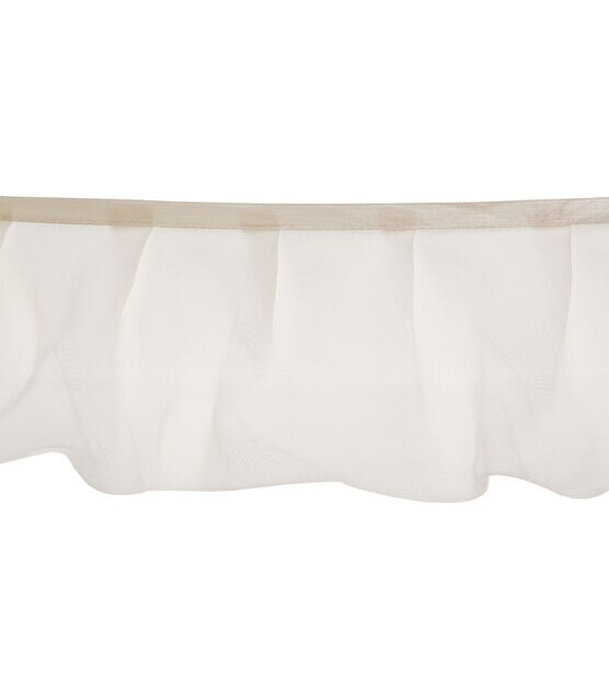 Wrights Poly Chiffon Ruffled Trim 4'' Ivory