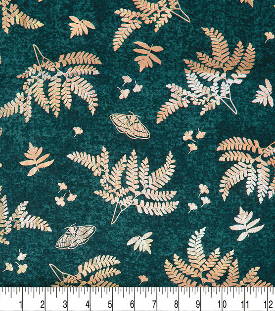 Metallic Ferns Cotton Canvas Fabric, , hi-res, image 3