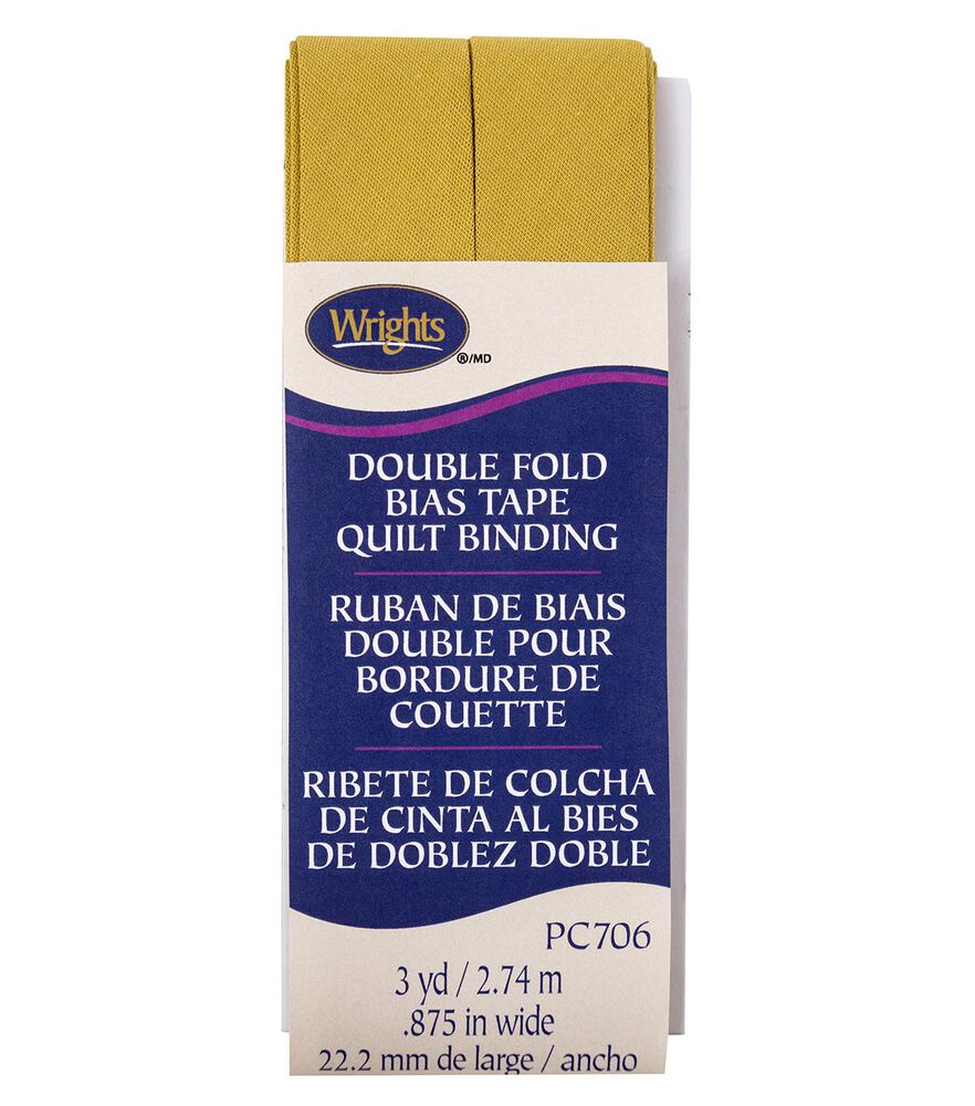 Wrights 7/8" x 3yd Double Fold Quilt Binding, Mustard, swatch, image 28