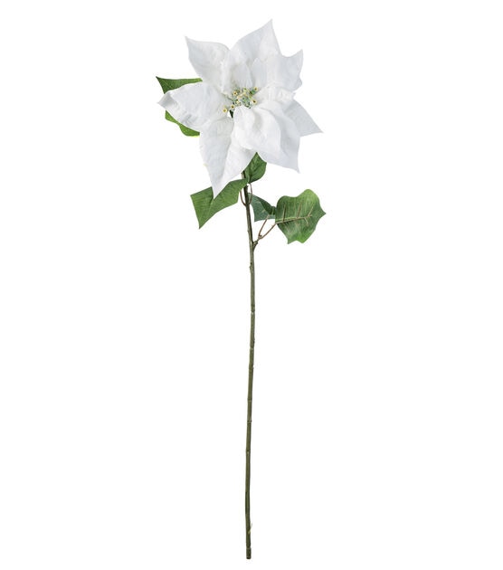 28.5" White Poinsettia Stem by Bloom Room