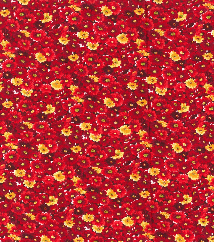 Fabric Traditions Floral Cotton Fabric by Keepsake Calico, Red, swatch, image 2