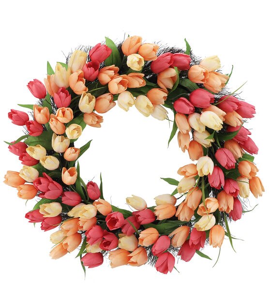 Peach & White Spring Wreath Powell Florist Exclusive in Powell, TN