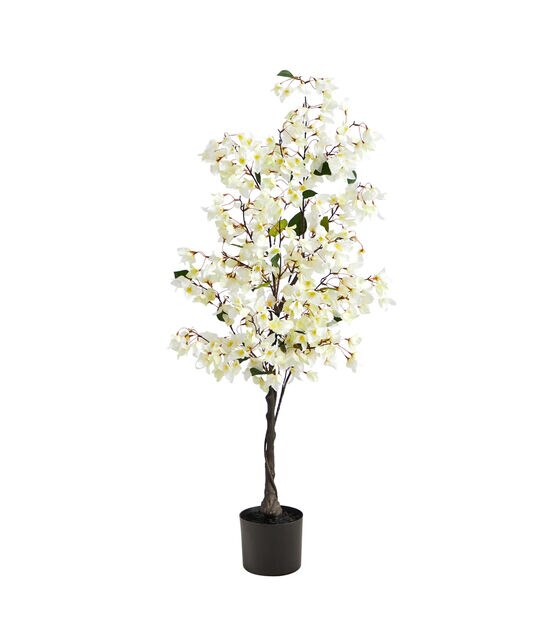 Nearly Natural 4' White Bougainvillea Artificial Tree, , hi-res, image 1