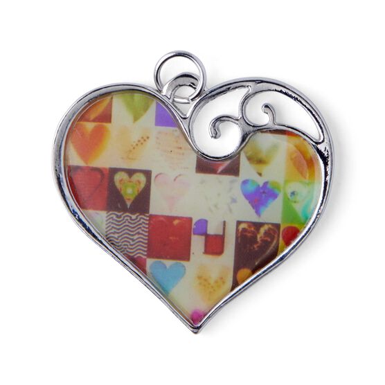 Zinc Alloy Heart Pendant Patchwork by hildie & jo, , hi-res, image 2