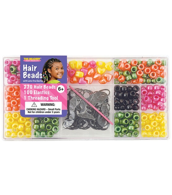 Large Hair Bead Kit-Bright Pearl