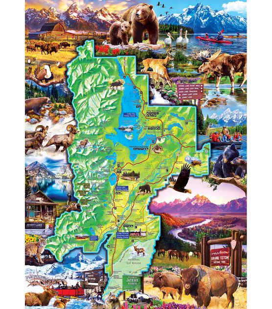 MasterPieces 19" x 27" Grand Teton Park Map Jigsaw Puzzle 1000pc, , hi-res, image 2