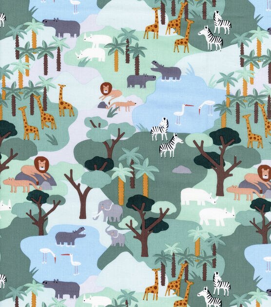 Hi Fashion Safari Scene Premium Cotton Fabric