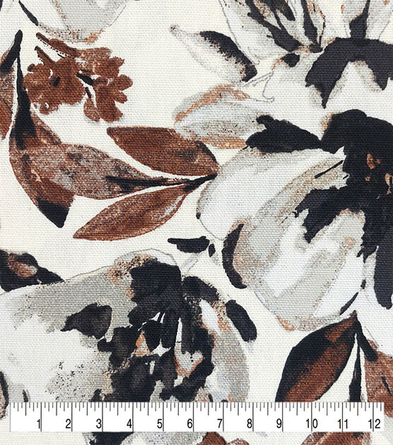 Large Floral Tan Cotton Canvas Home Decor Fabric, , hi-res, image 3