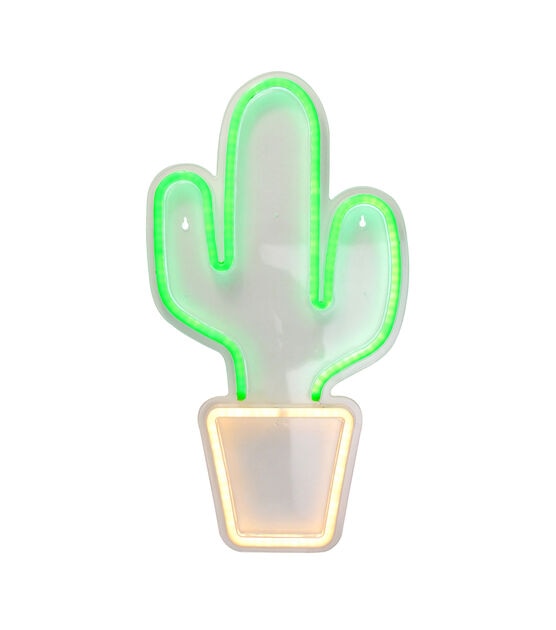 Northlight 18.5" Green Cactus LED Neon Style Wall Sign, , hi-res, image 1