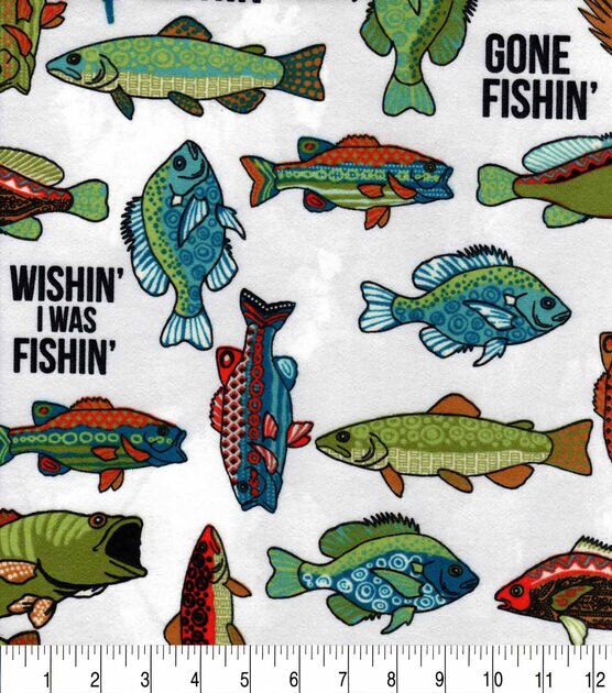 Super Snuggle Flannel Fabric Gone Fishin, , hi-res, image 2