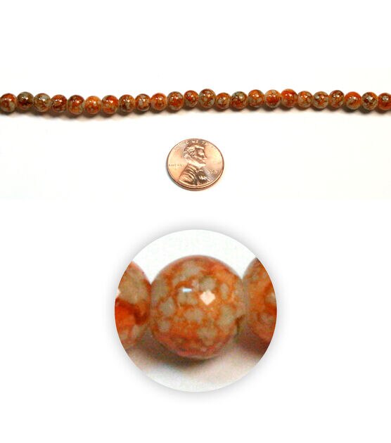 Orange Marble Small Glass Strung Beads by hildie & jo