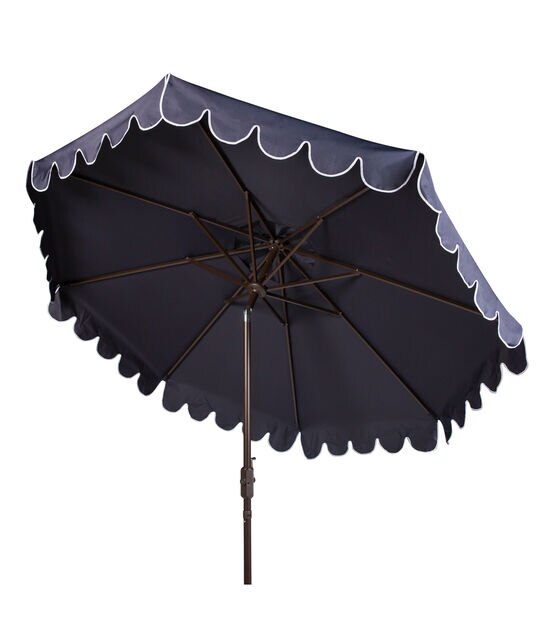Safavieh 9' Venice Navy & White Single Scallop Push Tilt Patio Umbrella, , hi-res, image 5