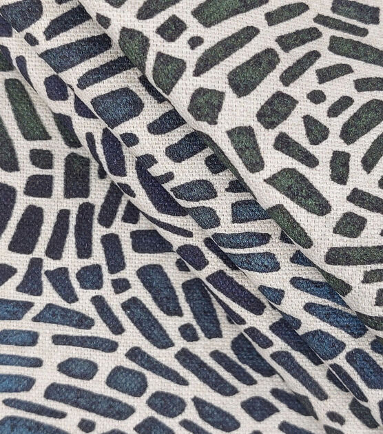 Mosaic Swirl Blue Cotton Canvas Fabric, , hi-res, image 2