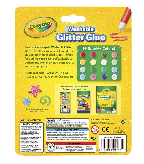 Crayola Pip Squeaks Washable Glitter Glue 16 Pkg, , hi-res, image 2