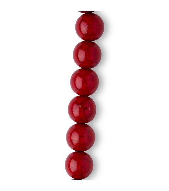 7" Red Round Plastic Cracked Strung Beads by hildie & jo, , hi-res, image 3