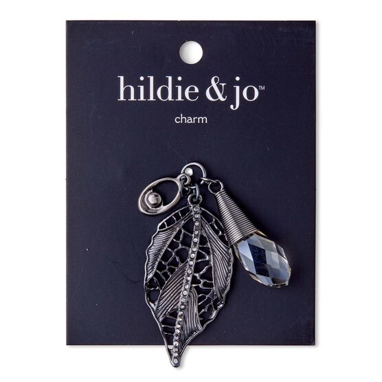 Antique Silver Leaf & Crystal Pendant by hildie & jo