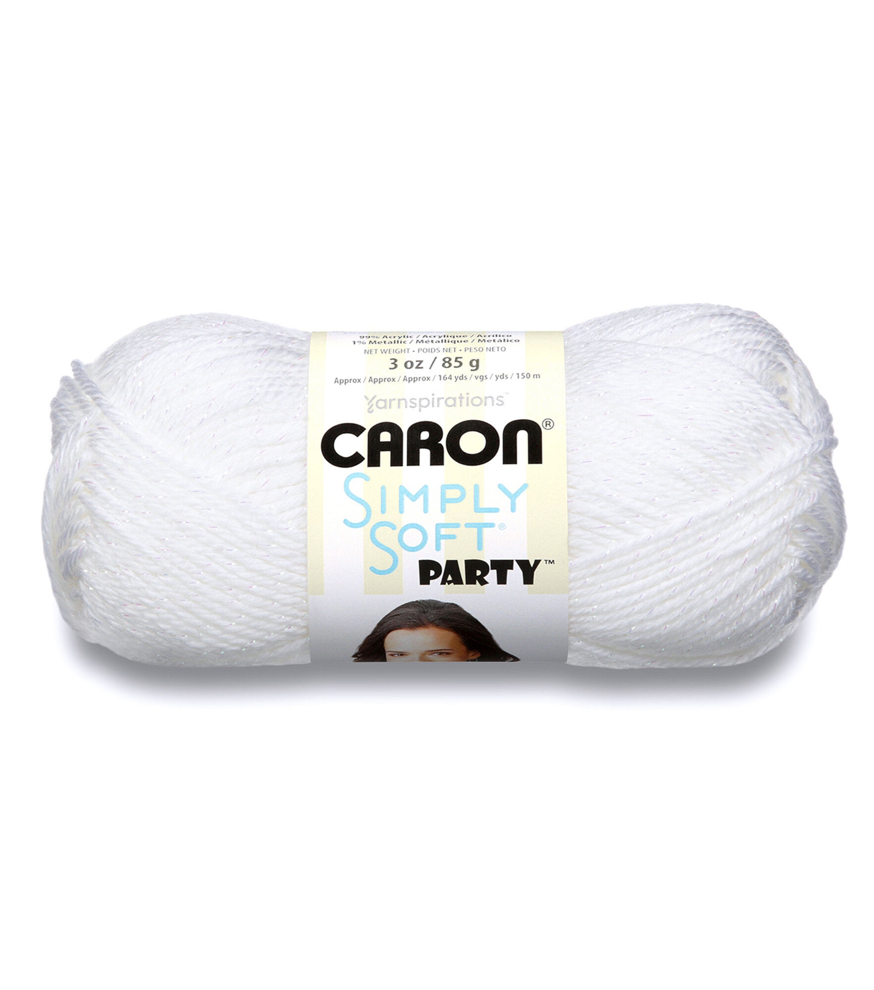 Caron Simply Soft Party 164yds Worsted Acrylic Yarn, Snow, hi-res