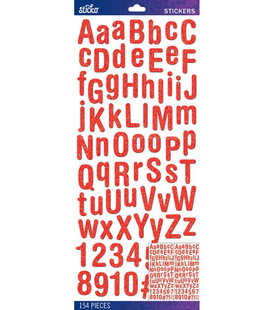 Sticko Red Helvetica Glitter Alphabet Stickers